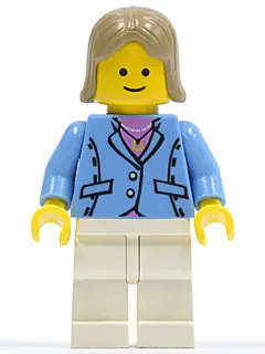 TWN040:  Medium Blue Jacket, White Legs, Dark Tan Female Hair
