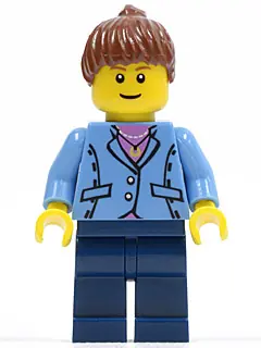 TWN044:  Medium Blue Jacket, Dark Blue Legs, Reddish Brown Ponytail Hair