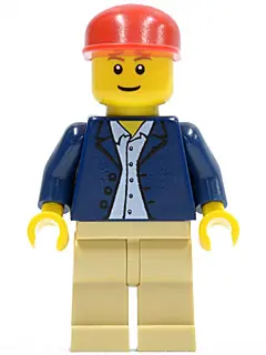 TWN047:  Dark Blue Jacket, Light Blue Shirt, Tan Legs, Red Long Bill Cap