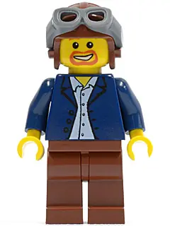 TWN050:  Dark Blue Jacket, Light Blue Shirt, Reddish Brown Legs, Aviator Cap and Goggles