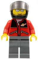 Minifigurka: TWN060:  Red Jacket with Zipper Pockets and Classic Space Logo, Dark Bluish Gray Legs, Black Helmet, Silver Sunglasses