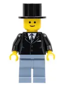 Minifigurka: TWN071:  Suit Black, Top Hat, Sand Blue Legs