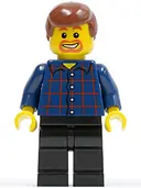 Minifigurka: TWN081:  Plaid Button Shirt, Black Legs, Reddish Brown Male Hair, Dark Orange Goatee and Eyebrows