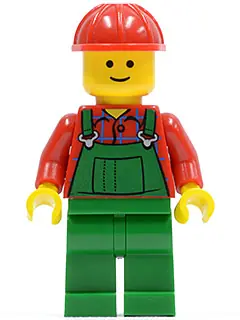 TWN106:  Overalls Farmer Green, Red Construction Helmet