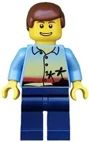 Minifigurka: TWN109:  Sunset and Palm Trees - Dark Blue Legs, Reddish Brown Male Hair