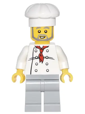 TWN120:  Chef - White Torso with 8 Buttons, Light Bluish Gray Legs, Gray Beard