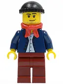Minifigurka: TWN148:  Dark Blue Jacket, Light Blue Shirt, Dark Red Legs, Red Bandana, Black Knit Cap