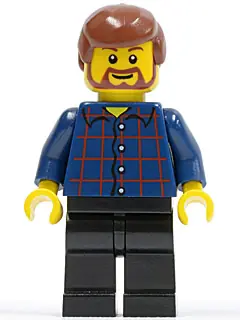 TWN150:  Plaid Button Shirt, Black Legs, Reddish Brown Male Hair, Reddish Brown Beard and Eyebrows