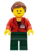 Minifigurka: TWN159:  Press Woman / Reporter - Dark Green Legs