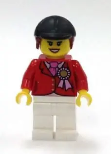 TWN194:  Red Riding Jacket with Award Ribbon, White Legs, Black Riding Helmet