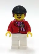 Minifigurka: TWN194:  Red Riding Jacket with Award Ribbon, White Legs, Black Riding Helmet