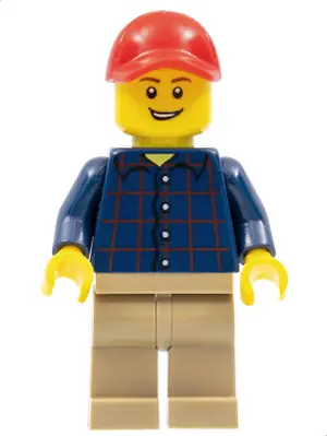 TWN246:  Plaid Button Shirt, Dark Tan Legs, Red Cap with Hole, Lopsided Grin with Teeth