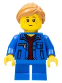 Minifigurka: TWN254:  Girl, Denim Jacket, Blue Short Legs