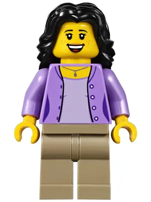 TWN290:  Mom, Medium Lavender Jacket over Lavender Shirt, Dark Tan Legs, Black Hair
