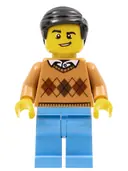 Minifigurka: TWN298:  Dad - Medium Nougat Argyle Sweater, Medium Blue Legs, Black Smooth Hair