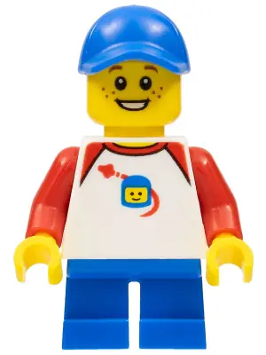 TWN302:  Boy - Classic Space Shirt with Red Sleeves, Blue Short Legs, Blue Cap