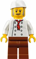 Minifigurka: TWN310:  Chef, Moustache, Dark Tan and Gray Sideburns, Stubble, Wrinkles on Shirt
