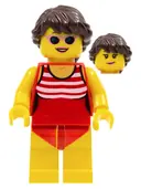 Minifigurka: TWN336:  Beach Tourist Female with Red Bathing Suit