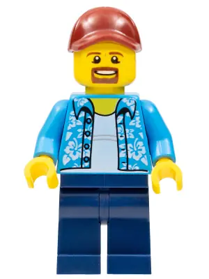 TWN369:  Man with Hawaiian Shirt, Dark Blue Legs, Dark Red Cap