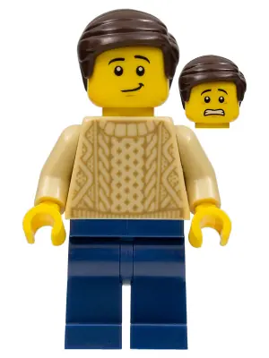TWN388:  Male with Tan Knit Sweater, Dark Blue Legs and Dark Brown Hair