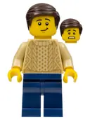 Minifigurka: TWN388:  Male with Tan Knit Sweater, Dark Blue Legs and Dark Brown Hair