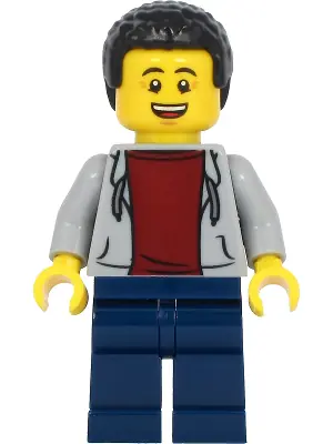 TWN412:  Dad - Light Bluish Gray Hoodie with Dark Red Shirt, Dark Blue Legs, Black Hair