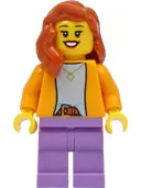 Minifigurka: TWN416:  Mom - Bright Light Orange Jacket, Medium Lavender Legs, Dark Orange Hair
