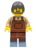 Minifigurka: TWN446:  Barista - Male, Reddish Brown Apron, Dark Bluish Gray Beanie