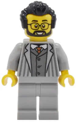 TWN511:  Tudor House Haberdashery Store Owner - Light Bluish Gray Jacket with Pinstripes and Legs, Black  Hair