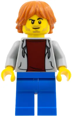 TWN531:  Gamer - Male, Light Bluish Gray Hoodie, Blue Legs, Dark Orange Hair