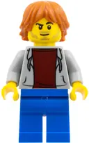 Minifigurka: TWN531:  Gamer - Male, Light Bluish Gray Hoodie, Blue Legs, Dark Orange Hair