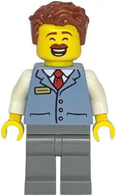 TWN533:  Shopping Street Shop Manager - Male, Sand Blue Shirt, Dark Bluish Gray Legs, Reddish Brown Hair