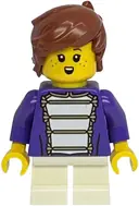 Minifigurka: TWN534:  Shopping Street Child - Boy, Dark Purple Marching Band Jacket, White Short Legs, Reddish Brown Hair