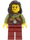 Minifigurka: VIK041:  Viking Warrior - Female, Leather Armor, Dark Red Legs, Dark Brown Hair