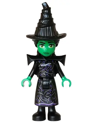 WCK025:  Elphaba - Mini Doll, Black Dress, Hat, Shoulder Pads
