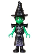 Minifigurka: WCK028:  Elphaba - Mini Doll, Black Coat over Dress, Hat, Shoulder Pads