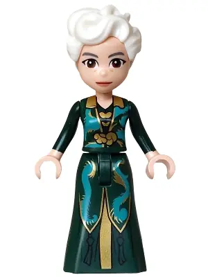 WCK030:  Madame Morrible - Mini Doll, Dark Green and Dark Turquoise Dress