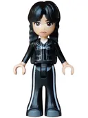 Minifigurka: WED012:  Wednesday Addams - Mini Doll, Black Jacket and Trousers Bell-Bottoms, Dark Bluish Gray Shoes