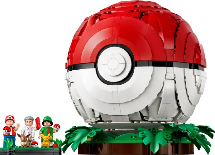 Zestaw LEGO 72154 Kultowy Pokéball z Trenerami - otwarty Pokéball z areną i laboratorium