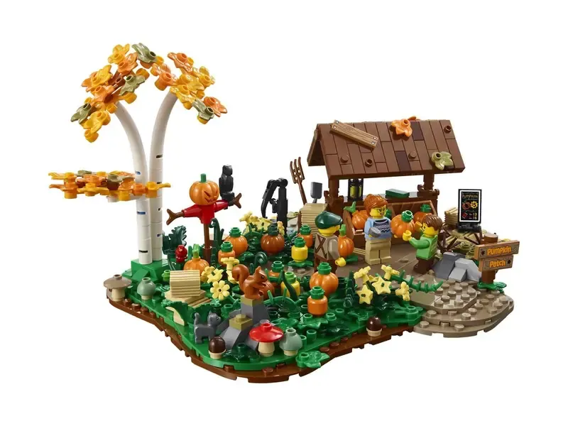 Zestaw LEGO 910073 Zagon z dyniami, jesienna scena z dyniami i kwiatami