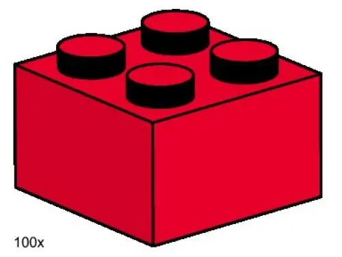 LEGO 3457 2 x 2 Red Bricks