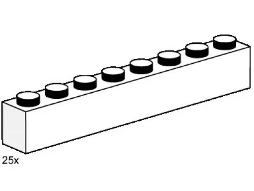 LEGO 3480 1 x 8 White Bricks