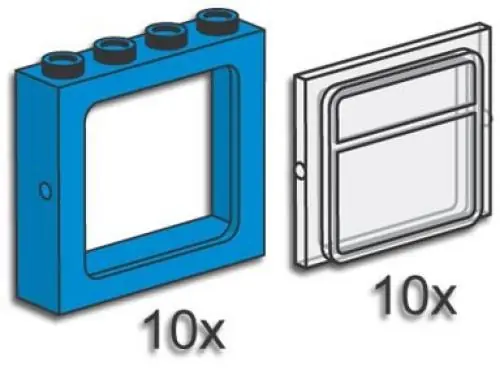 LEGO 3734 Train Windows with Panes Blue