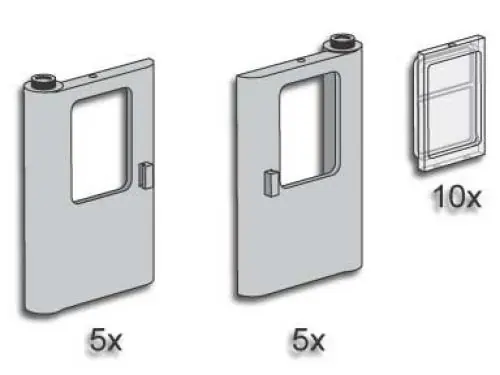 LEGO 3735 Grey Train Doors with Panes