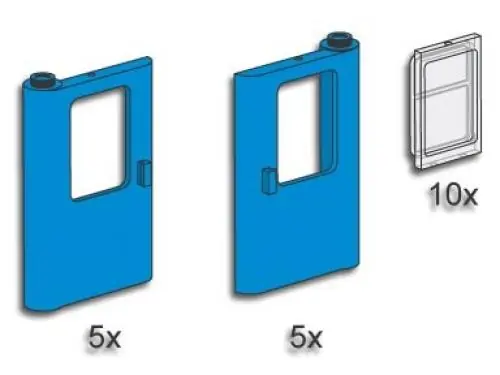 LEGO 3736 Blue Train Doors with Panes
