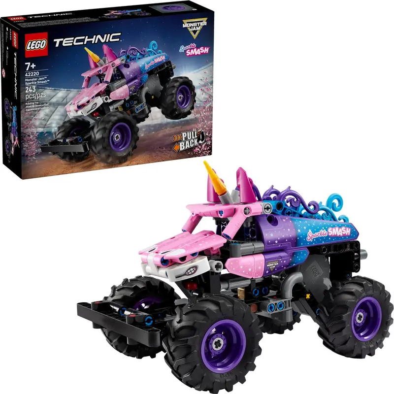 LEGO 42220 Monster Jam Sparkle Smash z napędem typu pull-back zdjęcie 3