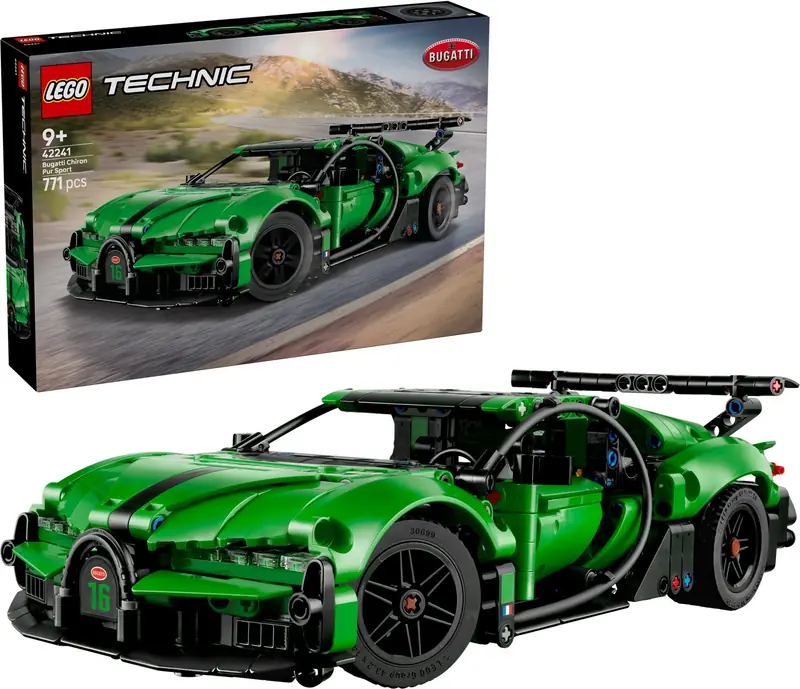 LEGO 42241 Zielony hipersamochód Bugatti Chiron Pur Sport zdjęcie 3