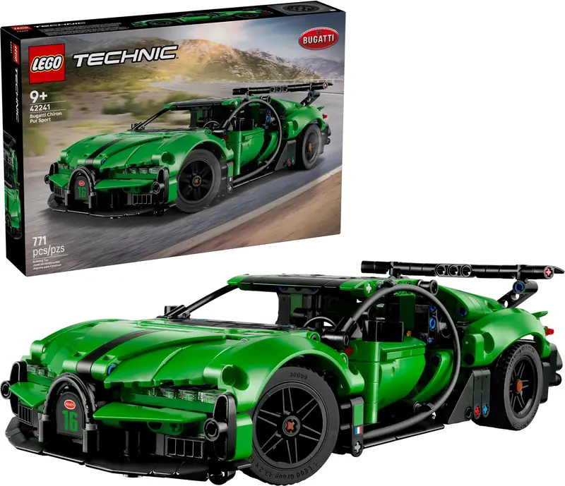 LEGO 42241 Zielony hipersamochód Bugatti Chiron Pur Sport zdjęcie 4