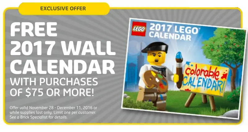 LEGO 5005260 2017 Colorable Wall Calendar