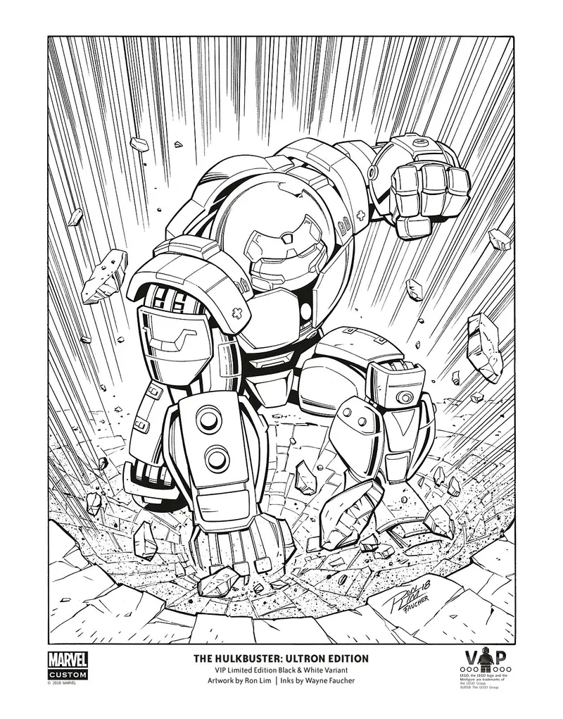 LEGO 5005574 The Hulkbuster: Ultron Edition Black & White Art Print